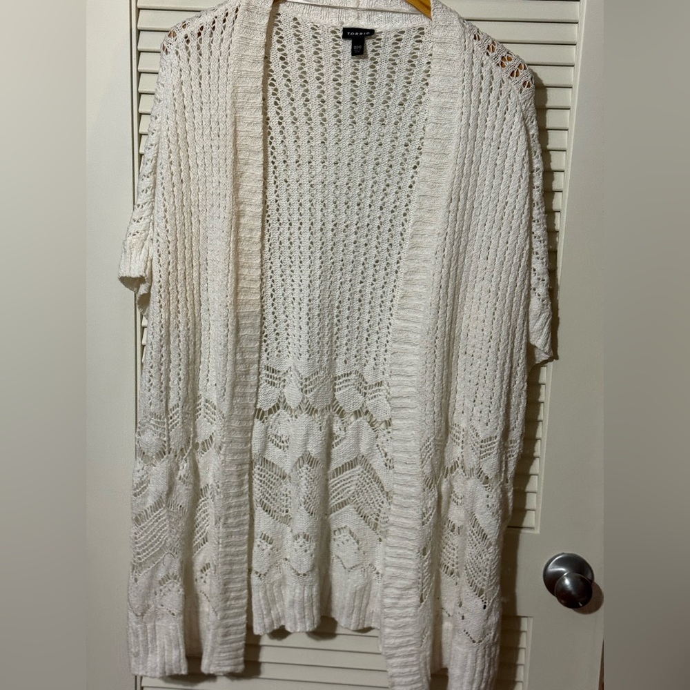 Torrid White Open-Knit Cardigan. Torrid Size 00/0. *Size M/L*